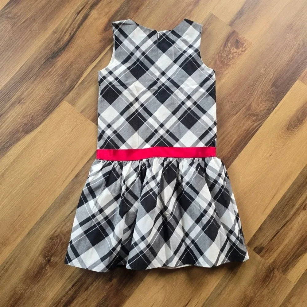 Gymboree Plaid Dress Kids 12 Black White Red Bow Holiday Christmas Preppy Tartan